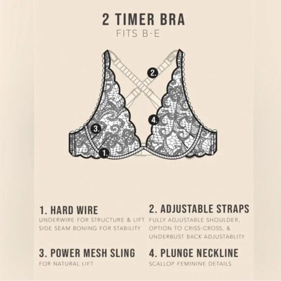 NWT $118 2-PC SET HAH 2Timer Lace Bra 28-36D & Chase Me Panty Red MEDIUM - Picture 4 of 6